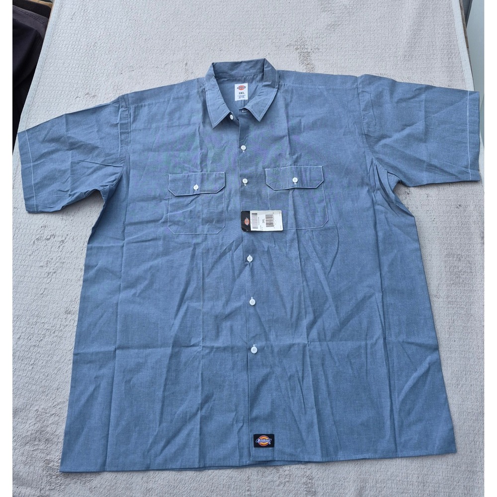 Dickies Mens Short Sleeve Work Shirt Blue 3XL P24C681007069 NWT
